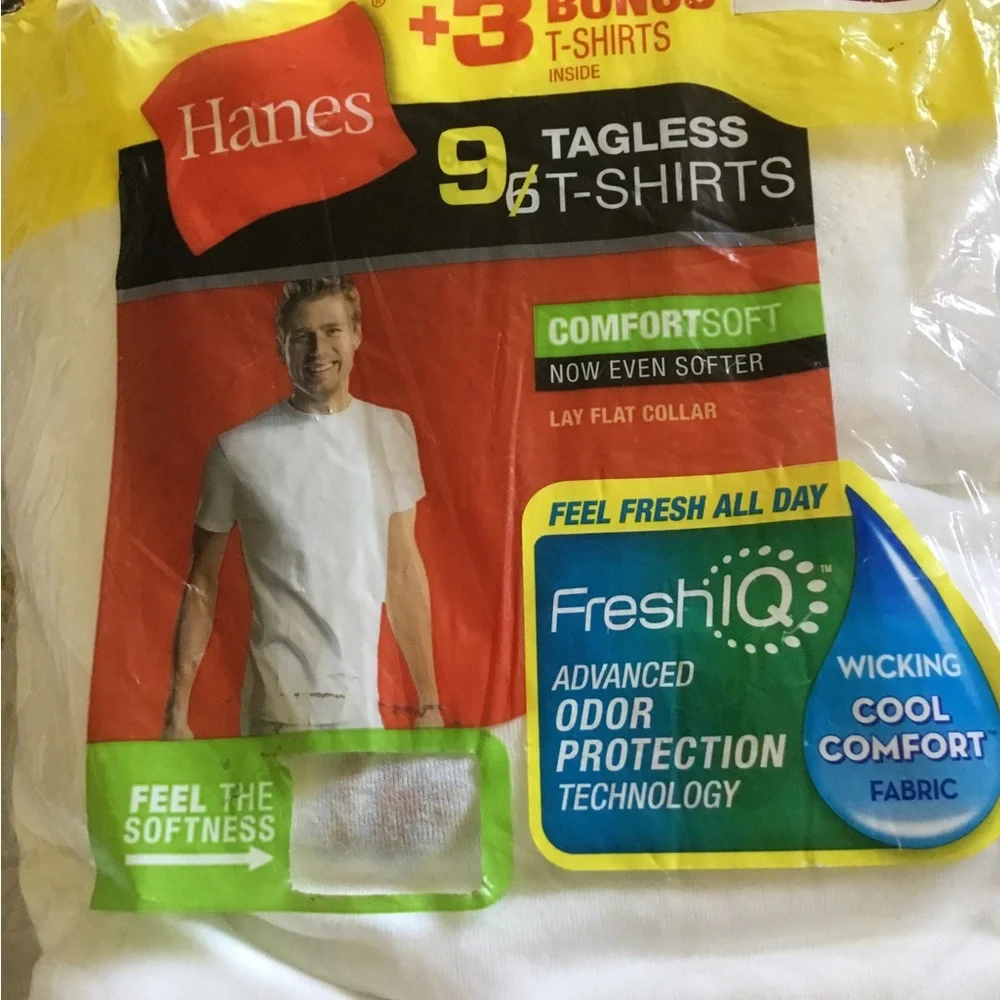 Hanes White Tagless Crew Undershirts - Pack